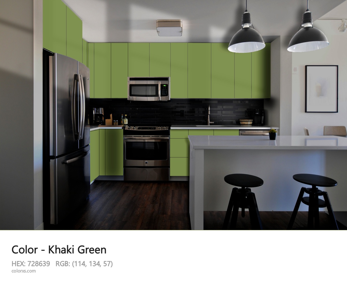 Khaki Green Color modular kitchen design