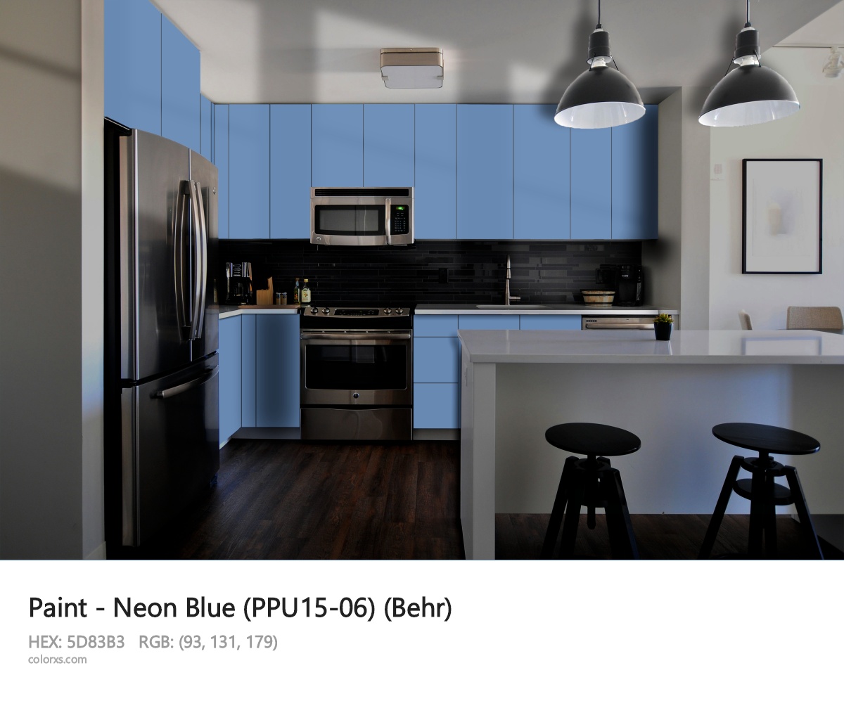 Behr Neon Blue (PPU15-06) Paint modular kitchen design