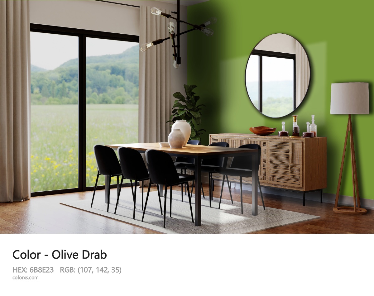 Olive Drab Color dining room design