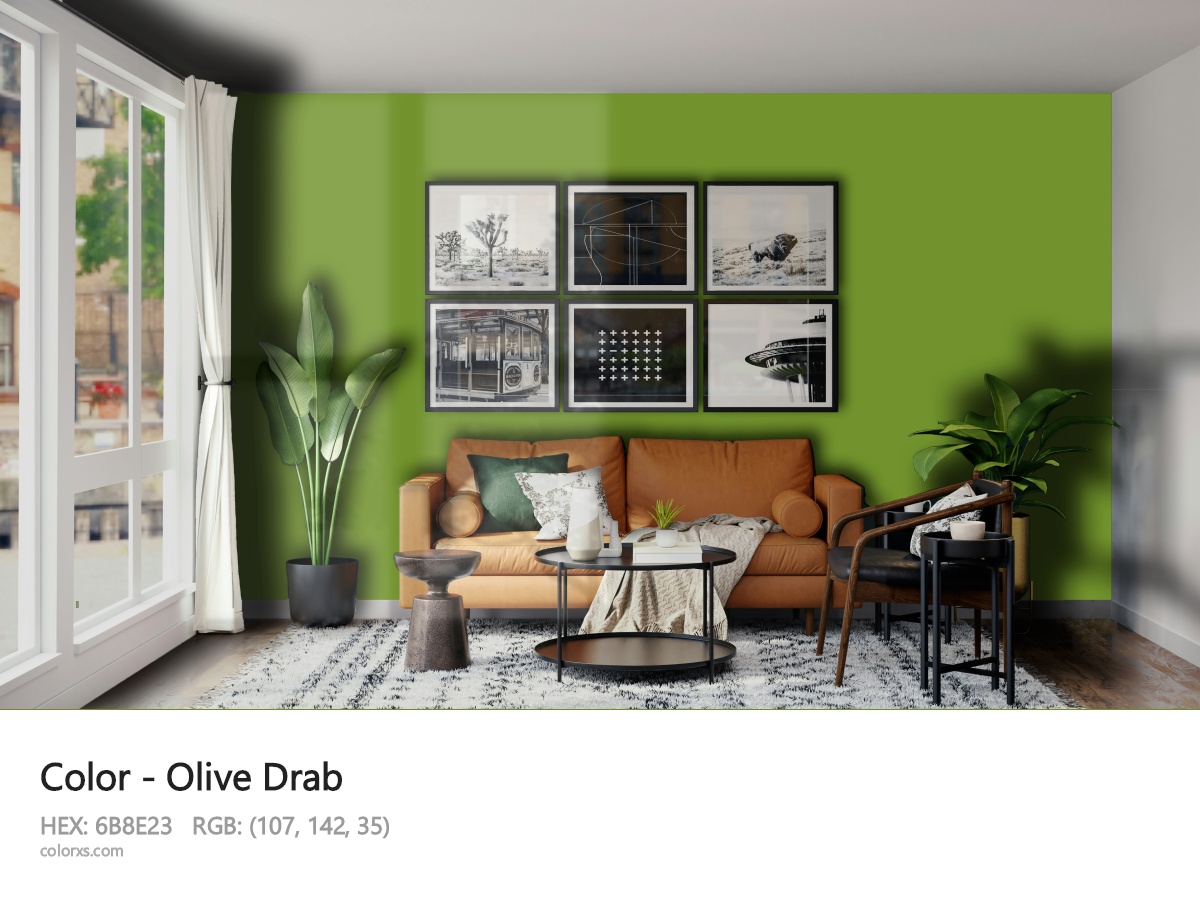 Olive Drab Color modern minimalist living room interior