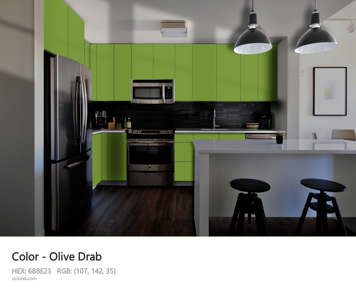 Olive Drab Color modular kitchen design