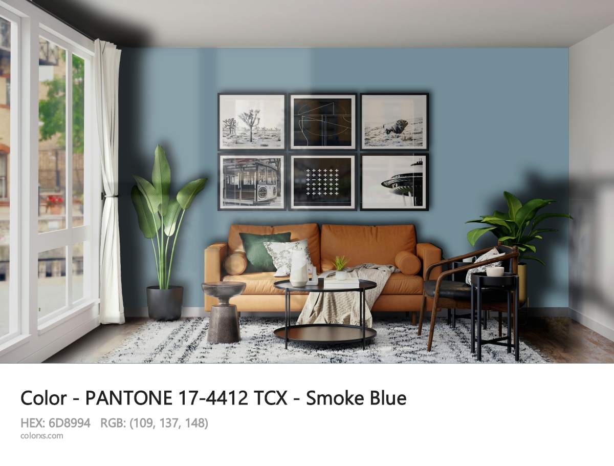 PANTONE 17-4412 TCX - Smoke Blue CMS modern minimalist living room interior