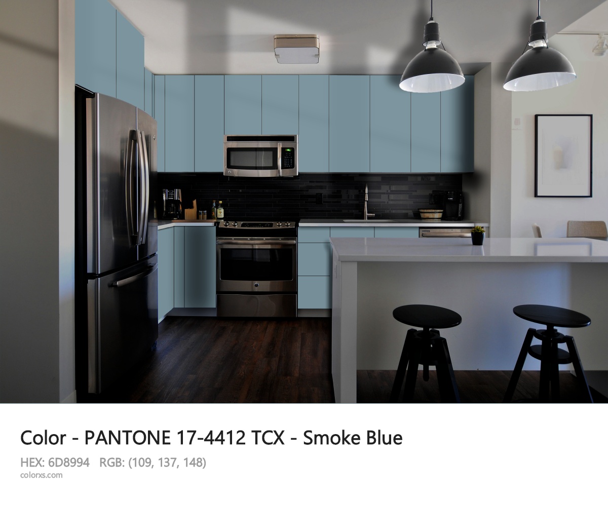 PANTONE 17-4412 TCX - Smoke Blue CMS modular kitchen design