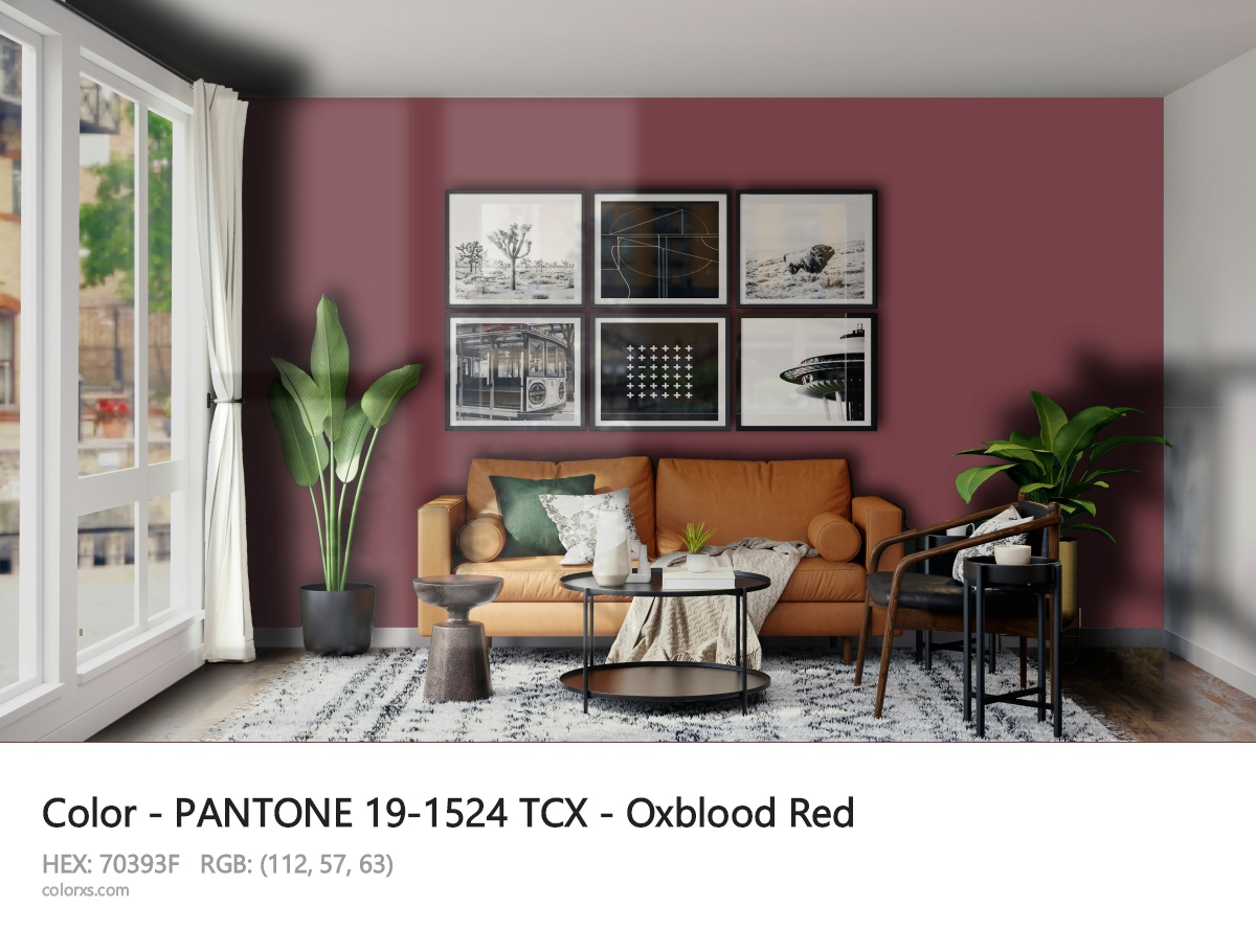 About PANTONE 19-1524 TCX - Oxblood Red color - its meaning and example