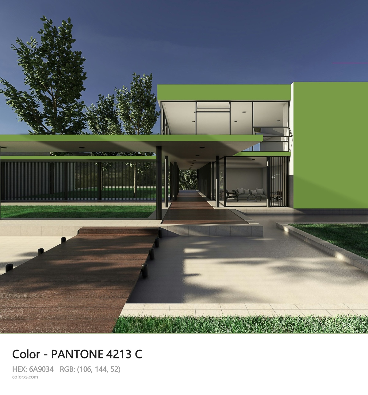 PANTONE 4213 C CMS exterior design modern house with walkway