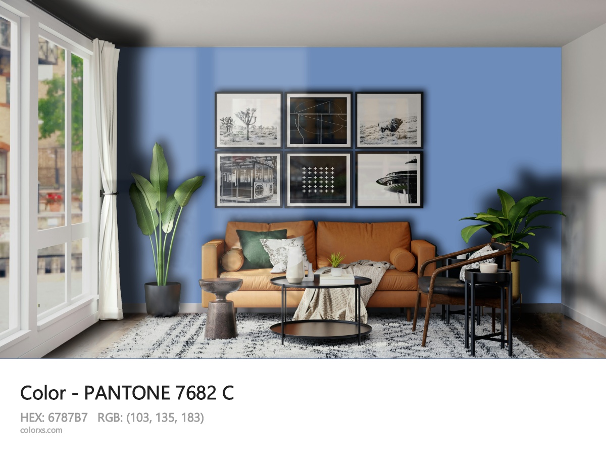 PANTONE 7682 C CMS modern minimalist living room interior