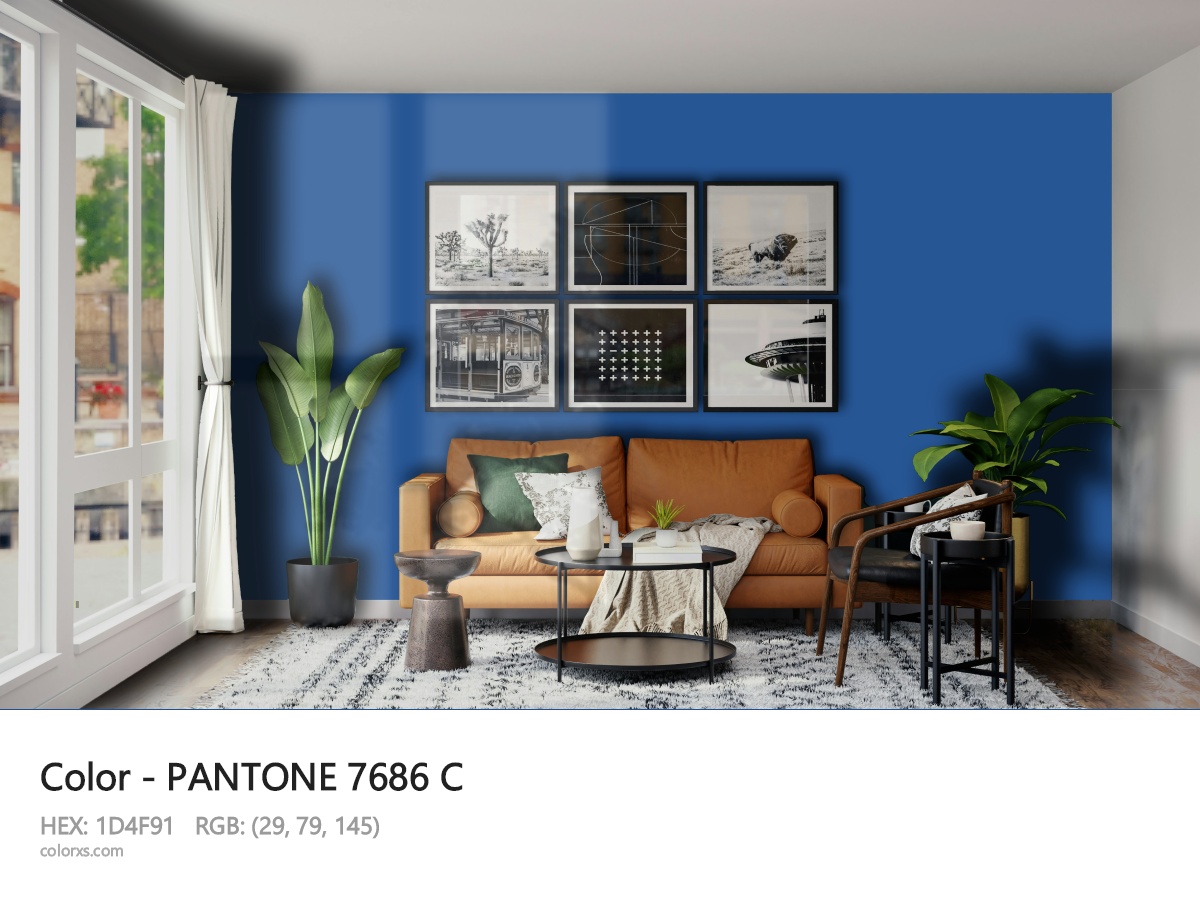 PANTONE 7686 C CMS modern minimalist living room interior