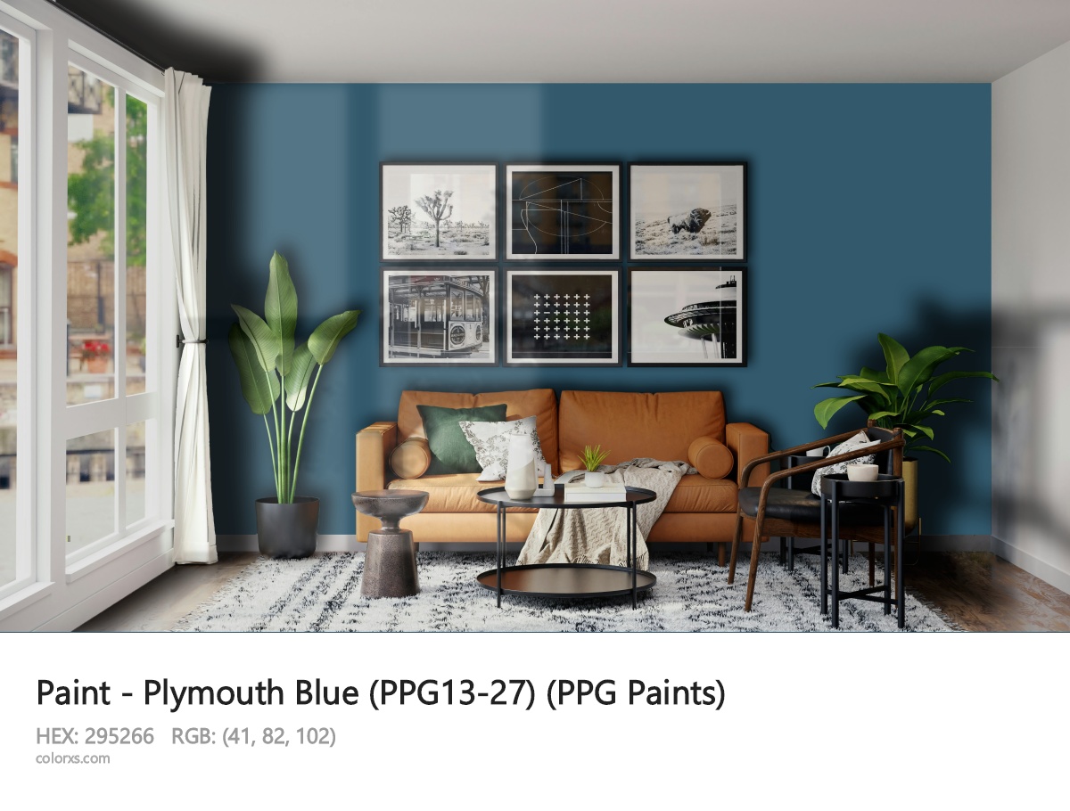 PPG Paints Plymouth Blue (PPG13-27) Paint modern minimalist living room interior