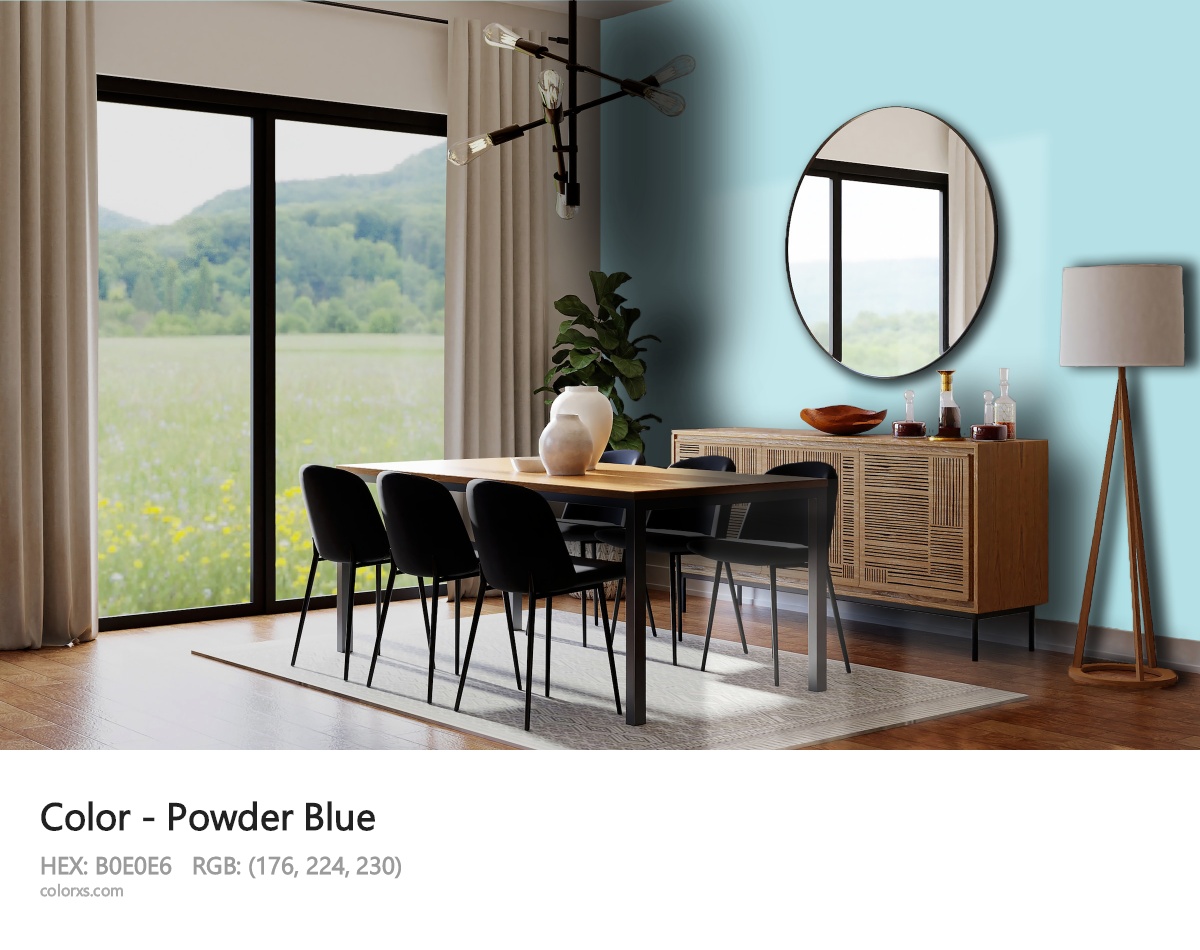 Powder Blue Color dining room design