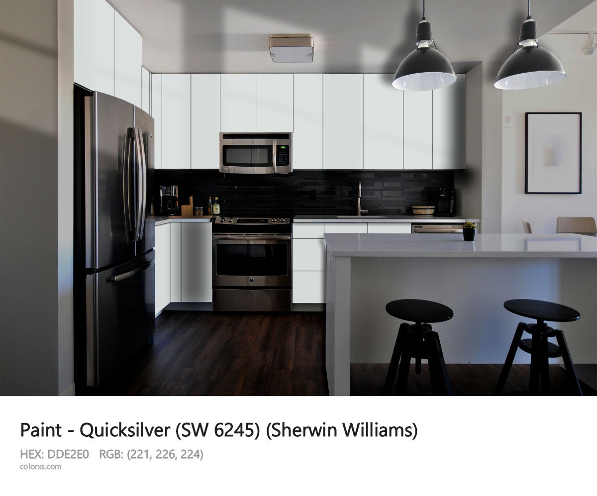 Sherwin Williams Quicksilver (SW 6245) Paint modular kitchen design