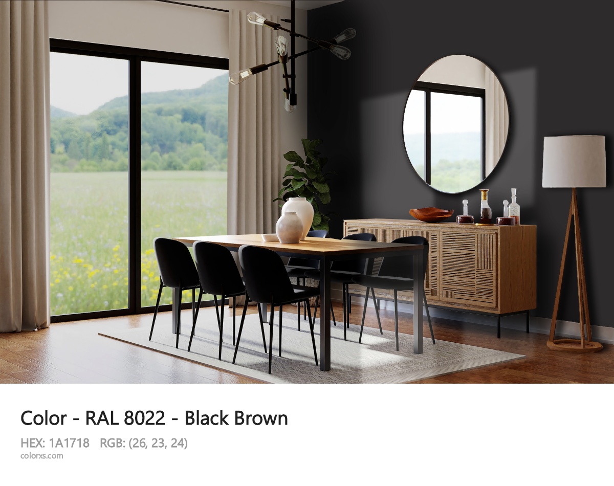 RAL 8022 - Black Brown CMS dining room design