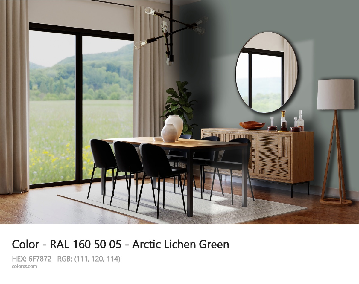 RAL 160 50 05 - Arctic Lichen Green CMS dining room design