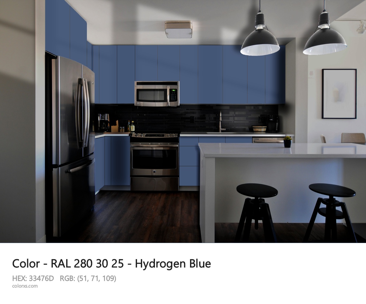 RAL 280 30 25 - Hydrogen Blue CMS modular kitchen design