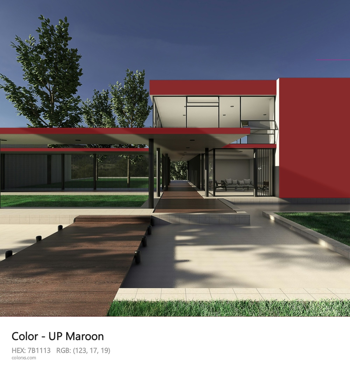 UP Maroon Other exterior design modern house with walkway