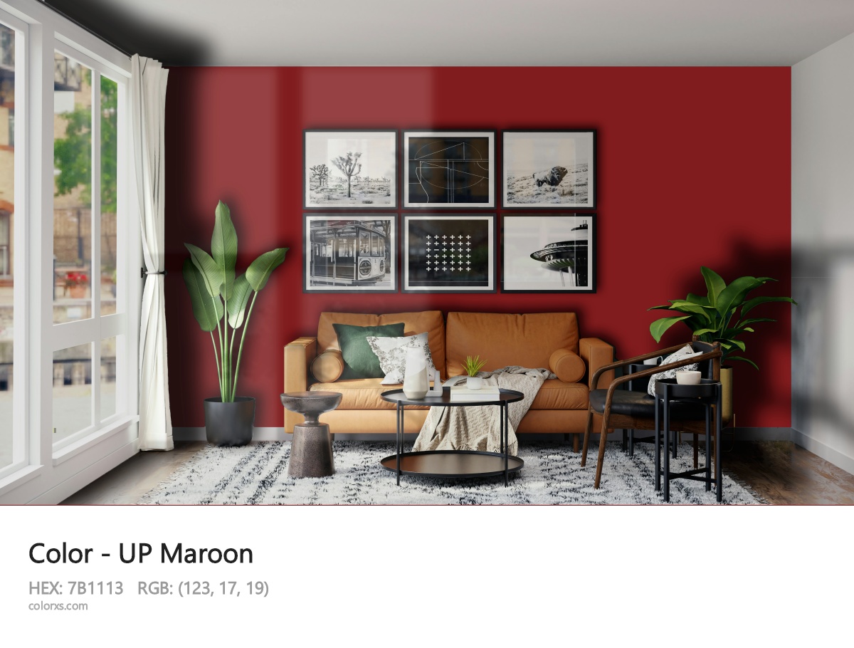 UP Maroon Other modern minimalist living room interior