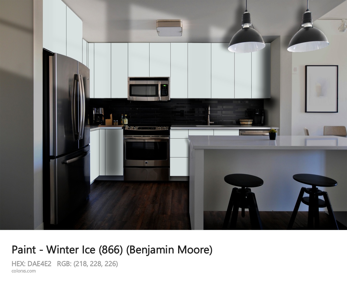 Benjamin Moore Winter Ice (866) Paint modular kitchen design