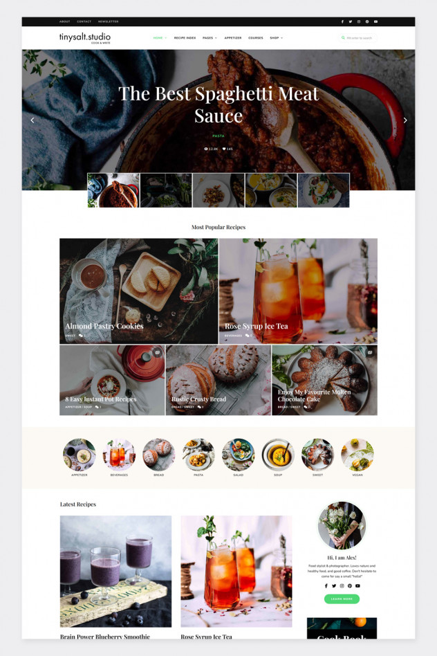 TinySalt - Personal Food Blog WordPress Theme