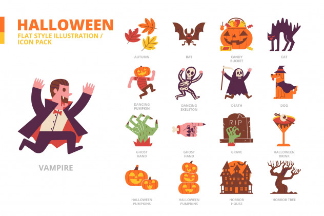 Halloween Flat Style Vector Illustration