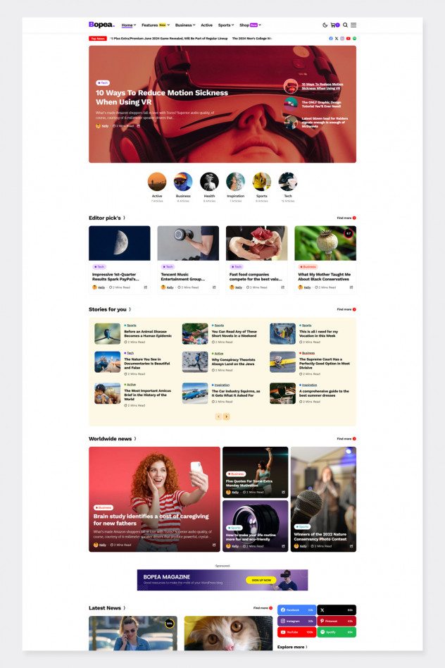 Bopea - Newspaper & Magazine WordPress Theme