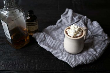 Spiked bourbon hot chocolate in a mug