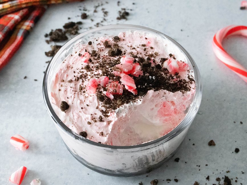 No-bake peppermint cheesecake for one