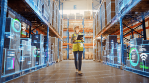 Packetcraft software enables enhanced sensor networks used for monitoring conditions and bi-directional communication capabilities for large scale applications like warehouse logistics and electronic shelf labeling. Image of warehouse worker using wireles