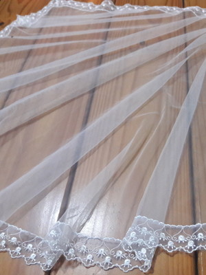 Véu para missa branco tradicional cristal com organza luxo