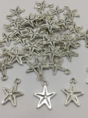 Pingente estrela do mar de metal 1,7 x 1,3cm 12 unidades