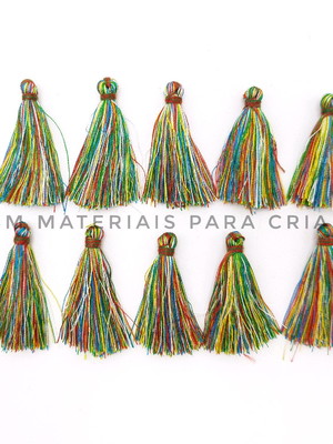 Pingente franja tassel colorido 5 cm - 20 unidades