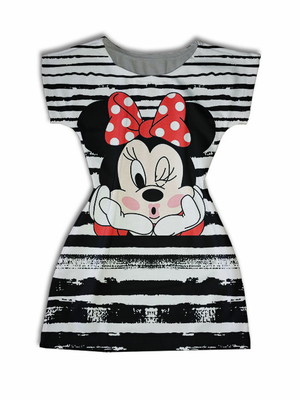 Vestido adulto manga curta - minnie palm beach