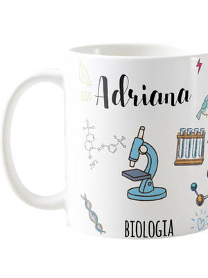 Caneca biologia presente criativo para biólogo profissional