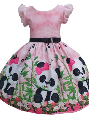 Vestido panda rosa juvenil festa