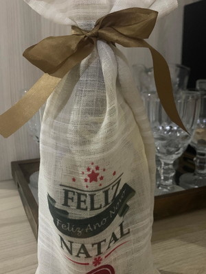 Saco de linho para natal personalizados para vinhos