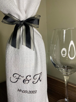 Saco de vinho para eventos personalizados mais fita de cetim