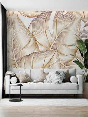 Papel de parede adesivo floral dourado para decorar