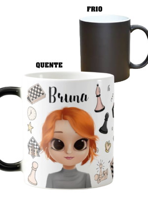 Caneca mágica personalizada presente criativo xadrezista