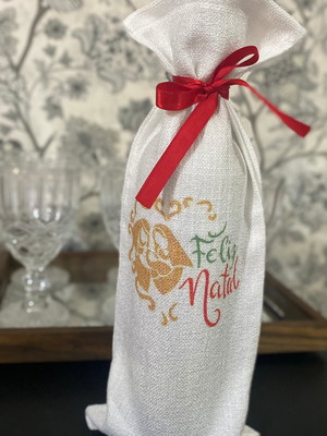 Saco de vinho para natal personalizados mais fita de cetim