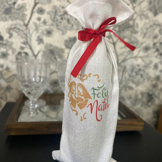 Imagem 1 - Saco de Vinho para Natal Personalizados Mais Fita de Cetim