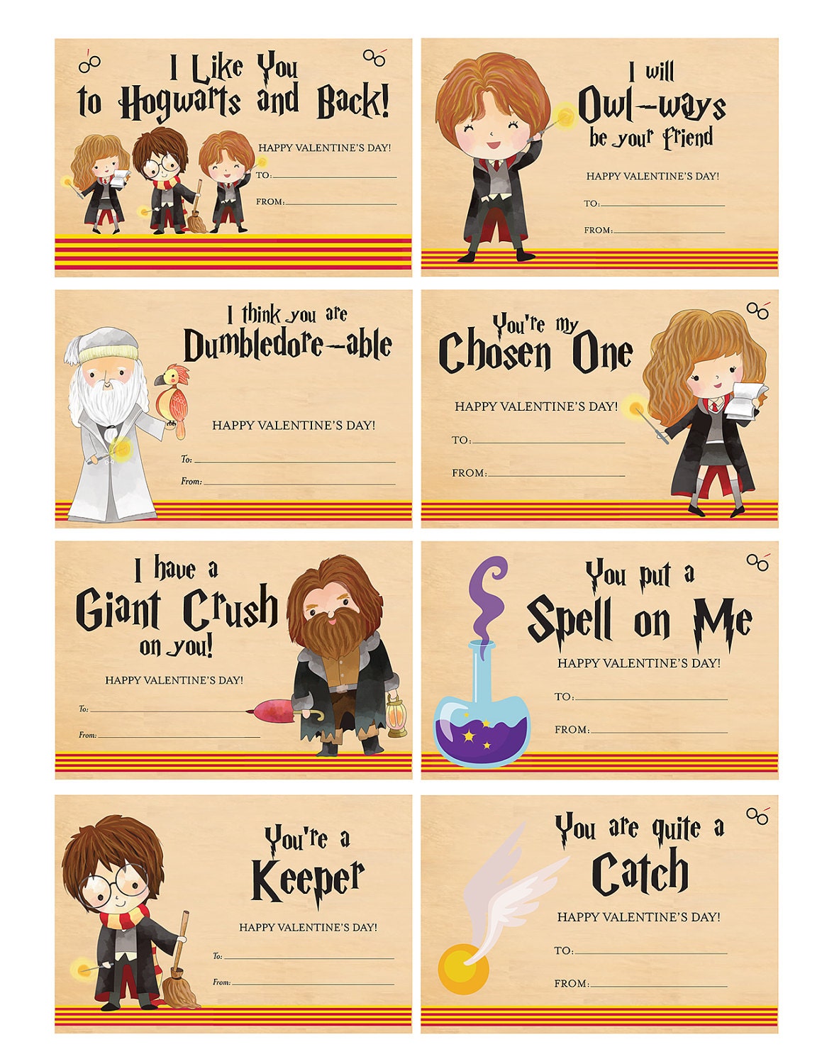 Harry Potter Valentines Cards Printable - Printable World Holiday