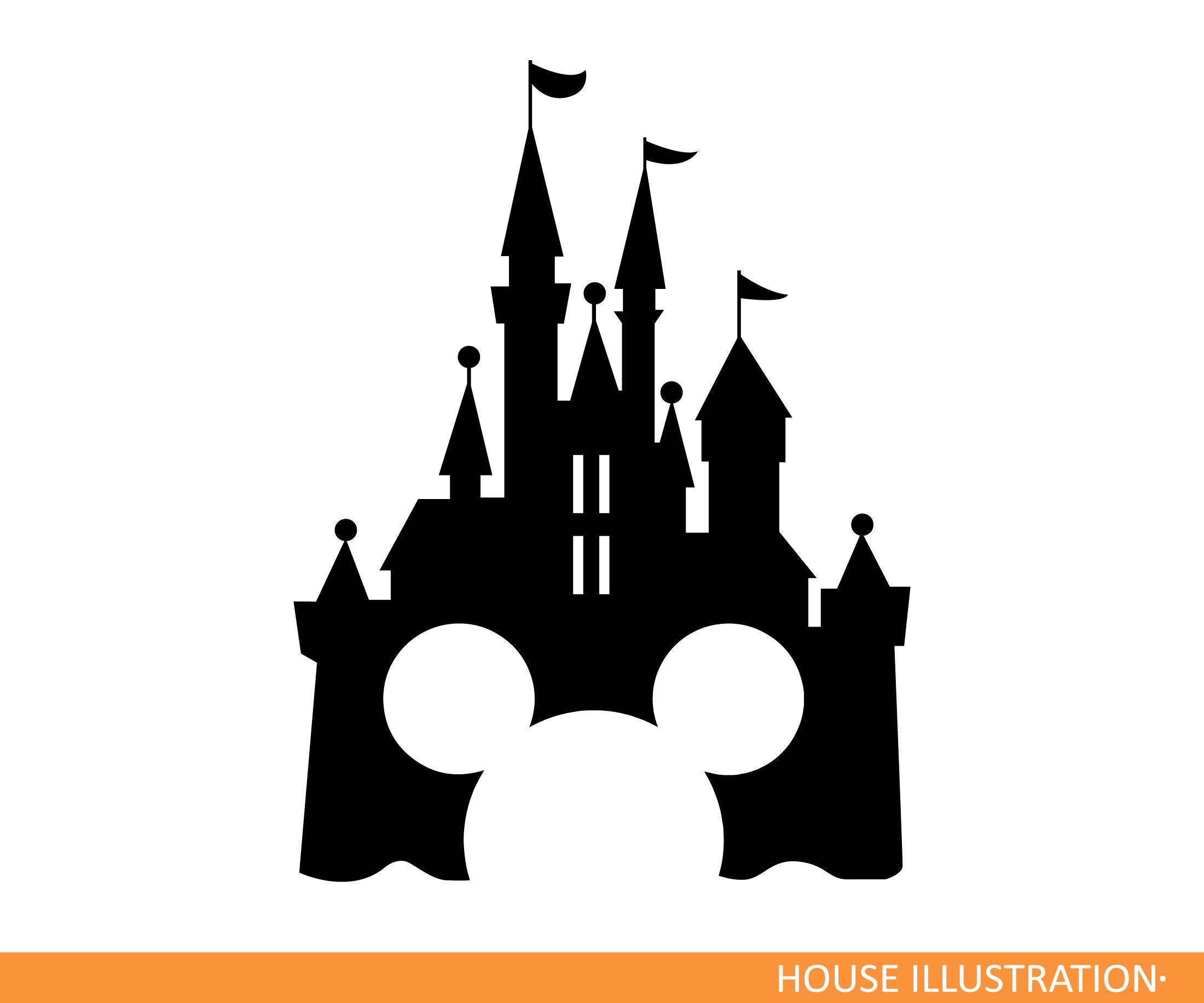 Mickey Mouse Head With Castle SVG