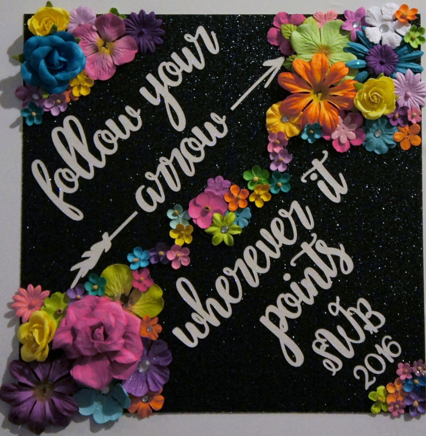 Custom Glitter Graduation Cap Decoration And Topper Follow