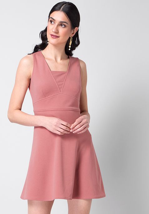 Dusty Pink Mini Shift Dress 