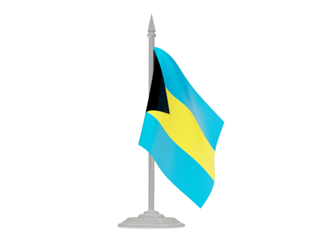 Flag with flagpole. Illustration of flag of Bahamas