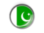 Pakistan. Metal framed round button. Download icon.