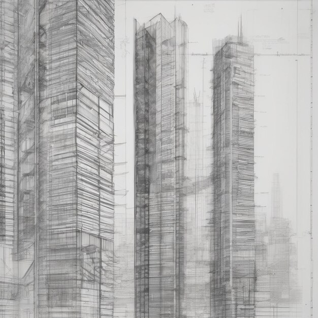 Un dibujo de un edificio con un dibujo d un edificio en el medio | Foto ...