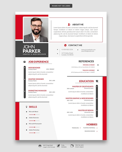 Free PSD | Clean and modern resume portfolio or cv template