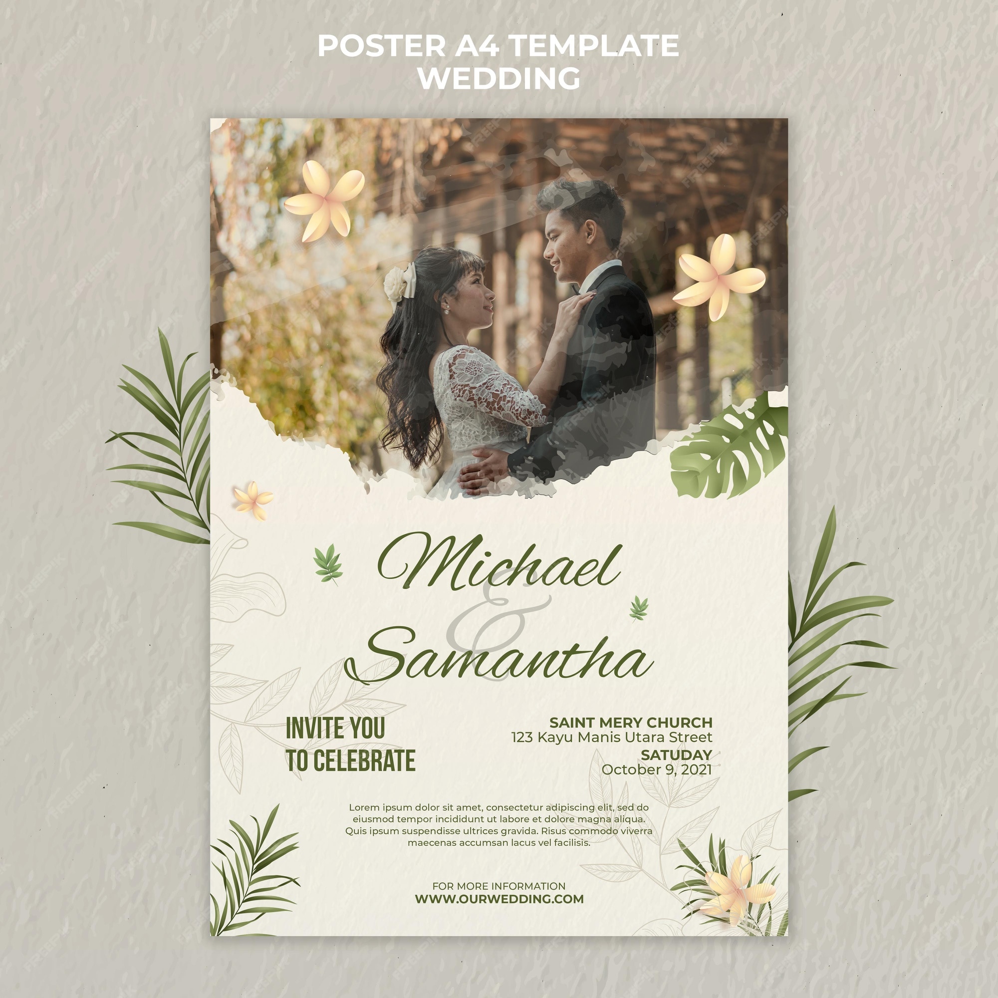 Free PSD | Elegant wedding poster template