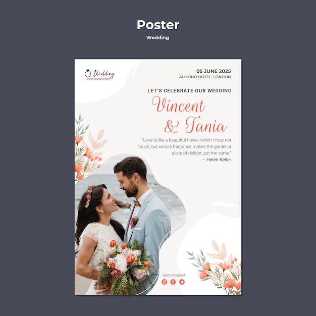 Free PSD | Wedding poster template design