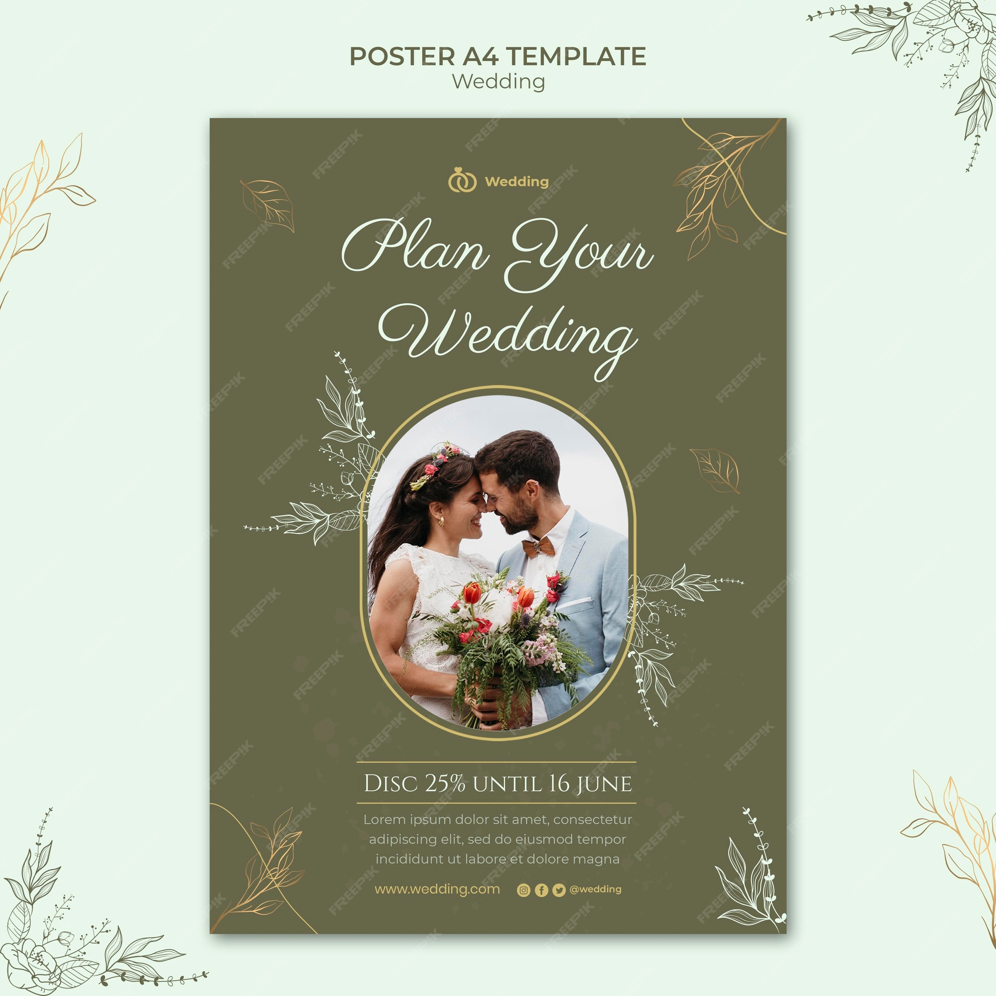 Free PSD | Wedding poster template with photo