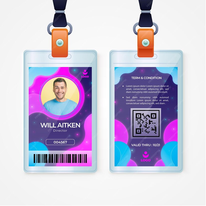 Free Vector | Abstract id cards template with photo